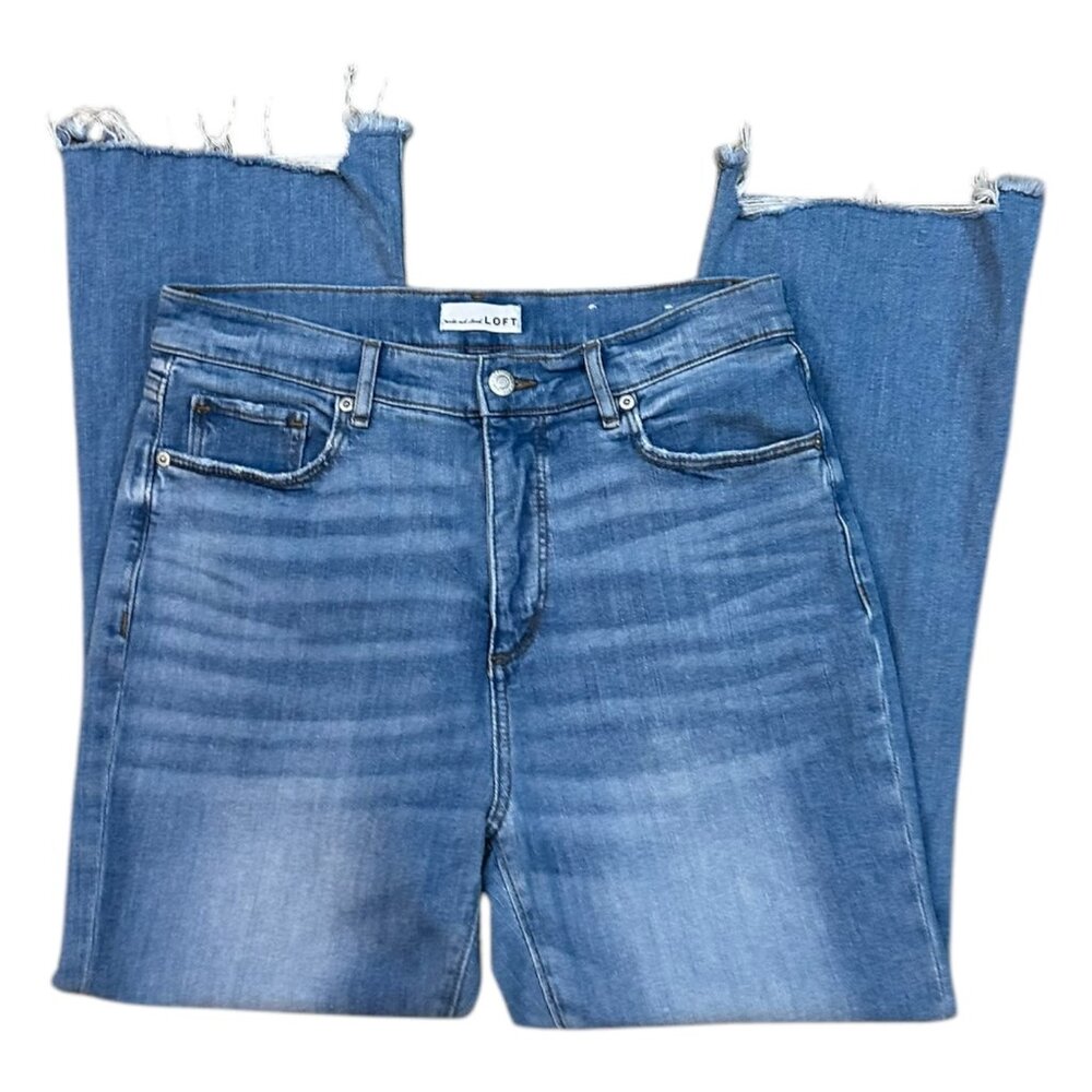 The Loft The Kick Crop Light Wash Jean High Waisted Button Fly